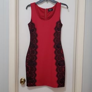 Guess Lace Detail Red Dress